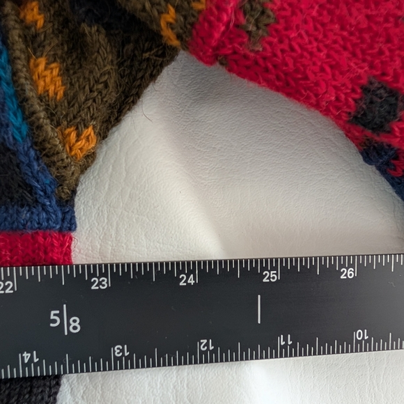 Vintage Millma Alpaca Multicolor Knit V-Neck Buttoned Long Cardigan Sweater - L - Picture 11 of 16